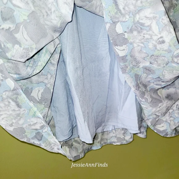 NWT Mittoshop Blue Gray Floral Princess Neckline Boho Midi Dress Size Large - Picture 11 of 15